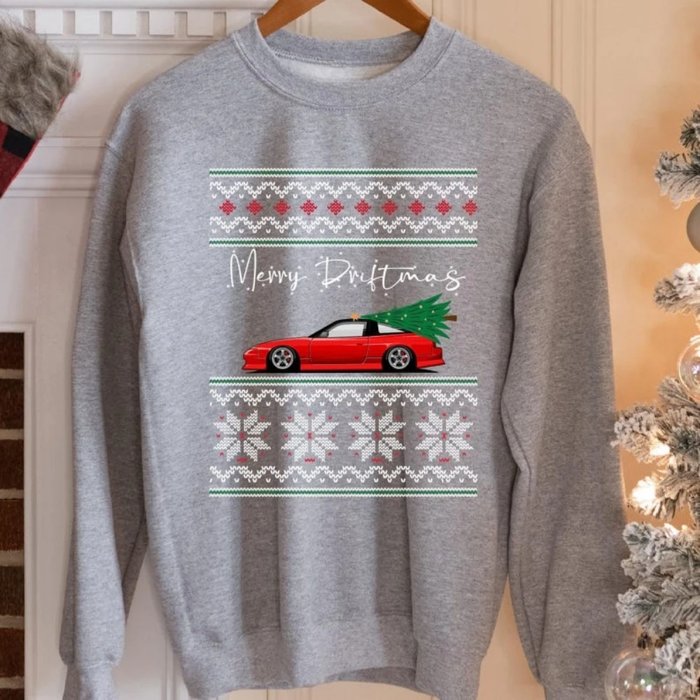 Lelijke kersttrui stijl rode auto kerstboom grafische vrolijke kerst vrouwen sweatshirts vakantie verzamelen kerstcadeau tops