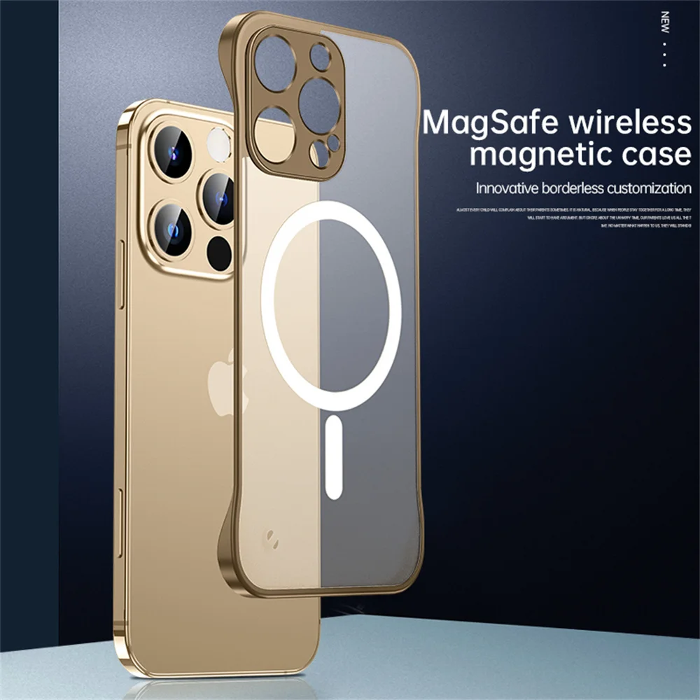 رقيقة جدا المغناطيسي فرملس شفافة جراب هاتف آيفون 16 15 11 12 13 14 برو ماكس ل Magsafe لينة حماية الغطاء الخلفي