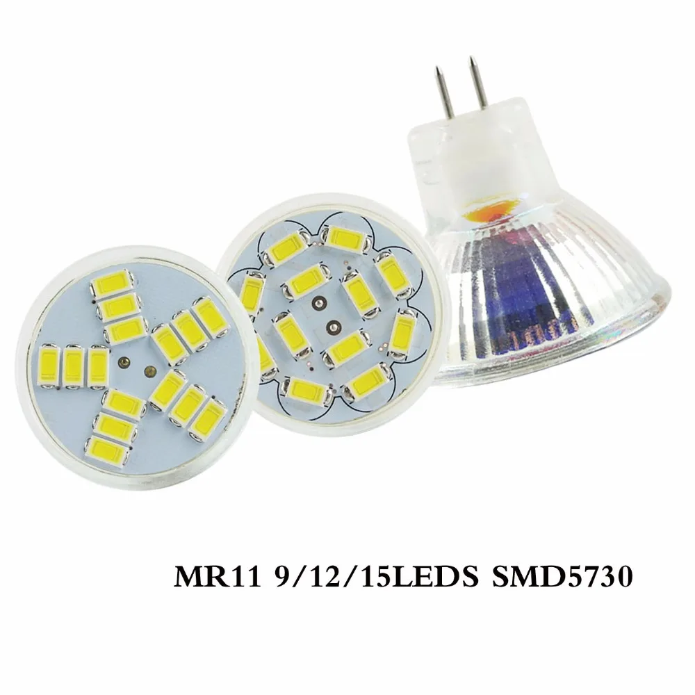 MR11 GU4 Led Spotlight AC/DC 10-30V Dimmable 3W 5W 7W SMD5730  LED Lamp Bulb 9 12 15LEDS MR11 Energy Saving Led Spot Light Bulb