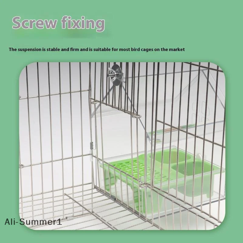 【E】وحدة تغذية الببغاء المعلقة تمنع التناثر وعاء تغذية الطيور متعدد الوظائف حمام الطيور الببغاوات حوض الاستحمام قفص الطيور الملحقات