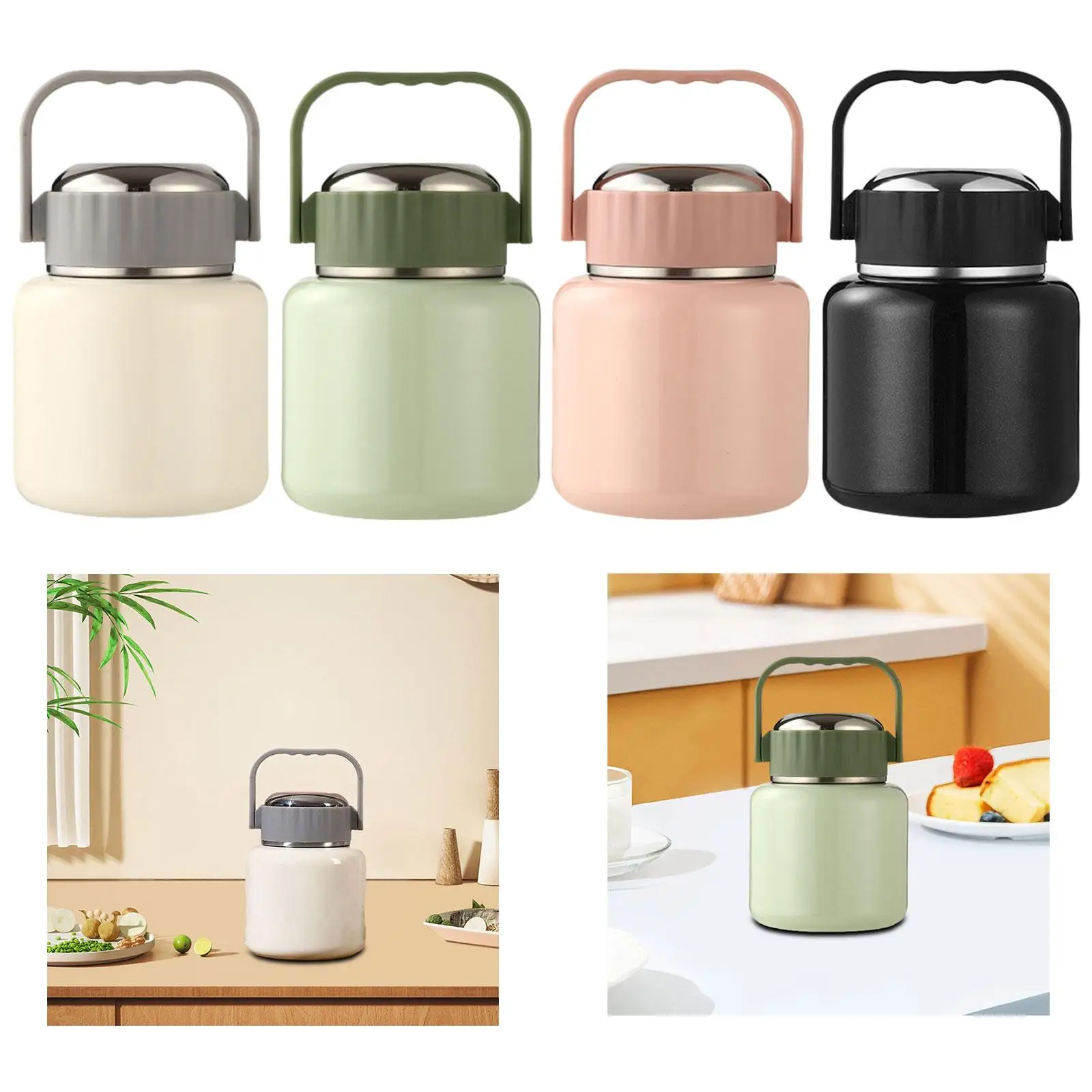 Food Jar for Hot Food with Folding Spoon Stainless Steel 900ml Thermal Food Container for Picnic Camping Hot Food Office Outdoor