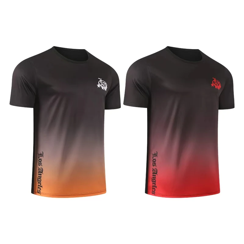 

Мужская летняя домашняя модная футболка с градиентным принтом, с короткими рукавами, спортивная, дышащая, быстросохнущая, удобная, 2/1 шт.