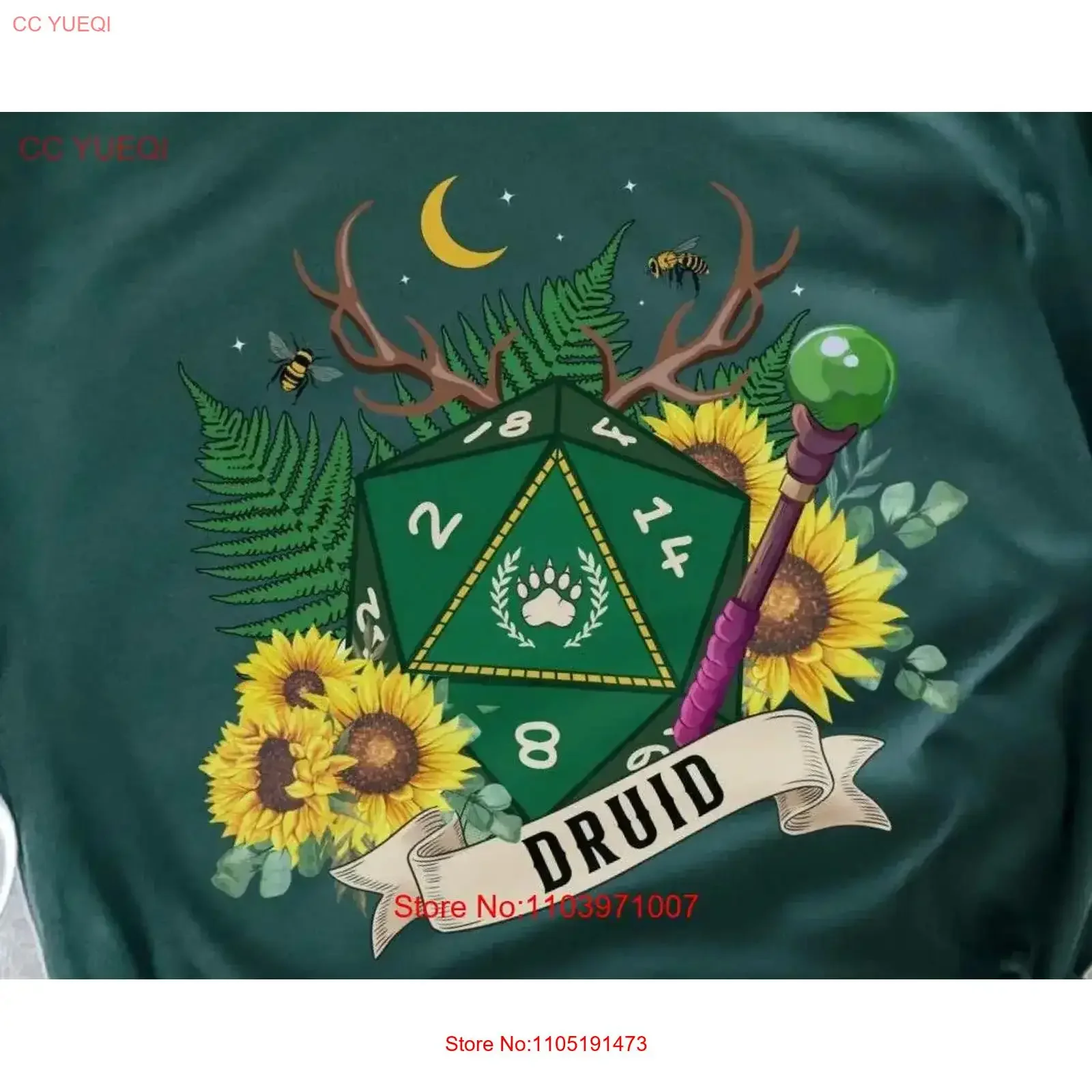 DRUID SHIRT DND Antlers Dice s women T vintage Washed designer clothes fashion Stylish Comfortable graphic Slightly Casual
