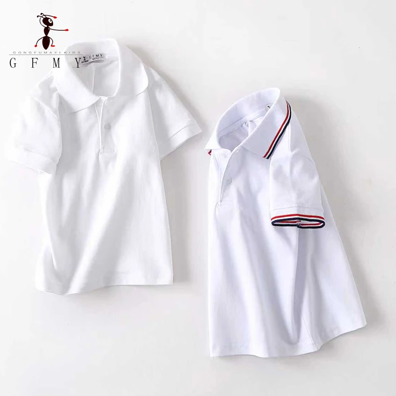 Kids Boys Lapel Short Sleeved White T-Shirt Tops Boys Summer Cotton Children\'s Polo Shirt Clothing for Boys Blouses GFMY6632
