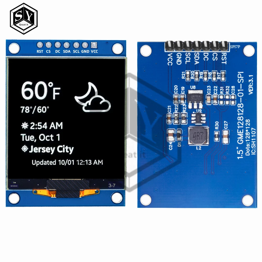ALL NEW 1.5 Inch 128x128 OLED Shield Screen Module High quality Product For Raspberry Pi For STM32 For Arduino