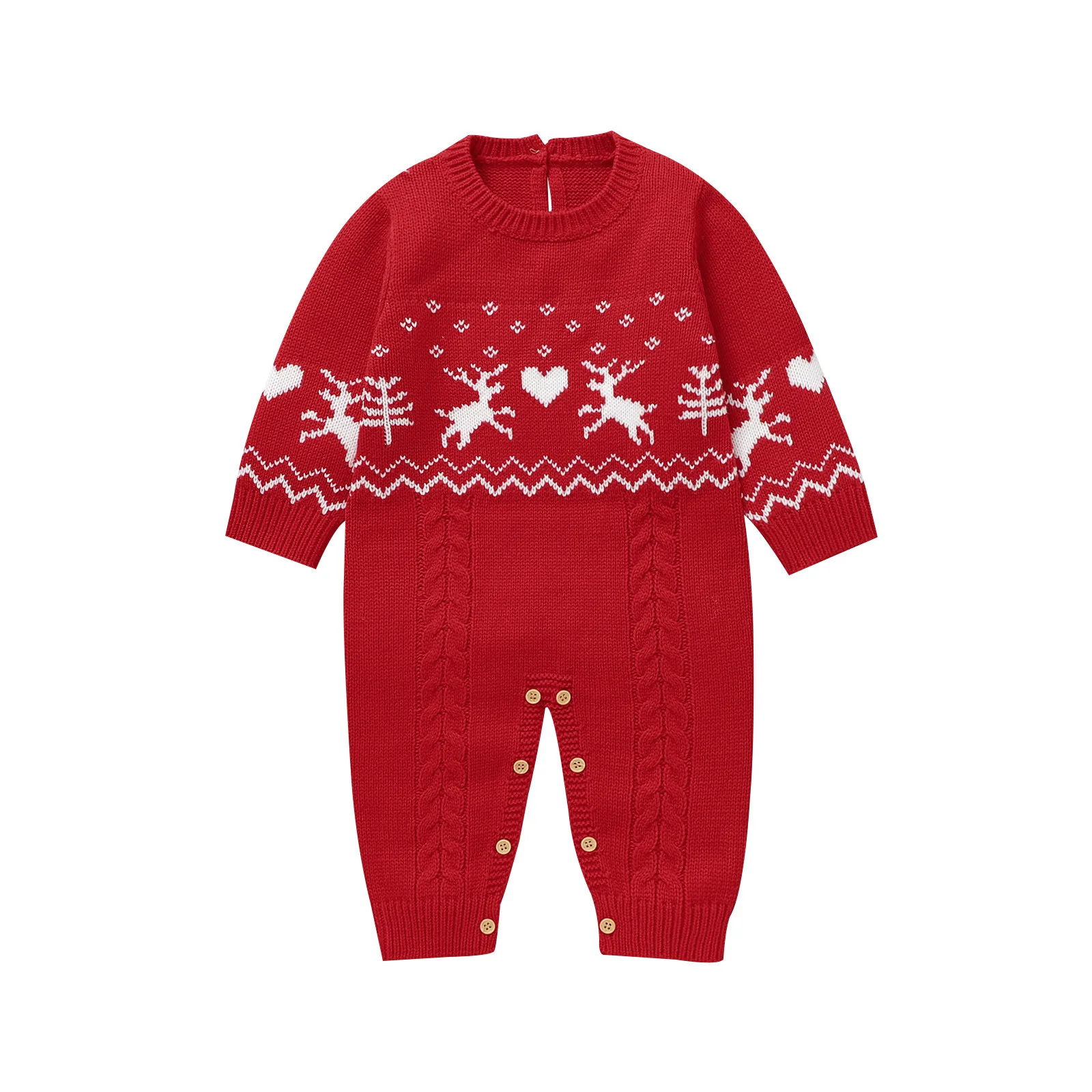 Christmas Baby Rompers Knit Newborn Boy Jumpsuit Outfit Long Sleeve Infant Girl Clothing Hat Cute Elks 2PCS Xmas Playsuit Winter