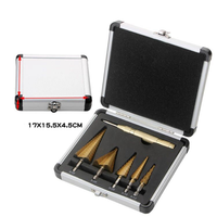 J1UL1N Step Drill Bit Set, HSS Drill Bits, Automatic Center Punch, Shaped Split Tip, W/Aluminum Case, Step Bits For Metal 5PCS