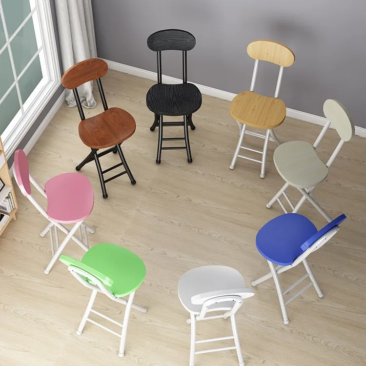 Hot Selling Modern Design Folding Metal Chairs Thickened Stools Backrest for Restaurant Dining Home Living Room Furniture