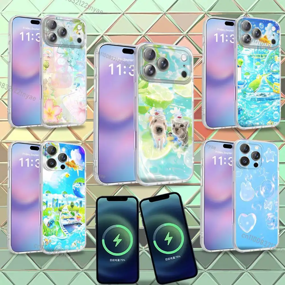

Frutiger Aero For iPhone 17,12,11,14,13,15,16,Plus,Air,Pro,Max,E,Mini for Magsafe Magnetic Frosted Phone Case