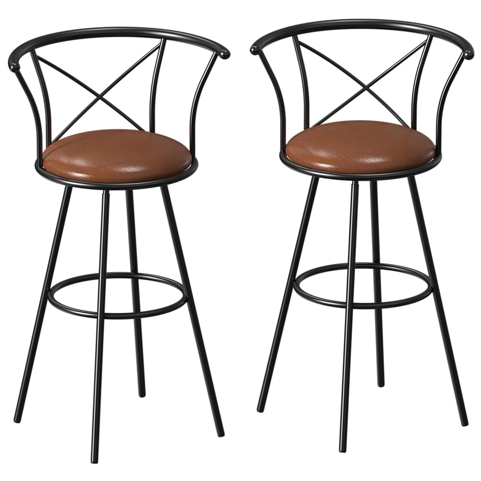 Bigzzia Modern Bar Stool 2 pcs Barstools Height Adjustable Counter Height Swivel Bar Stool Leather Bar Chairs for Home Bars