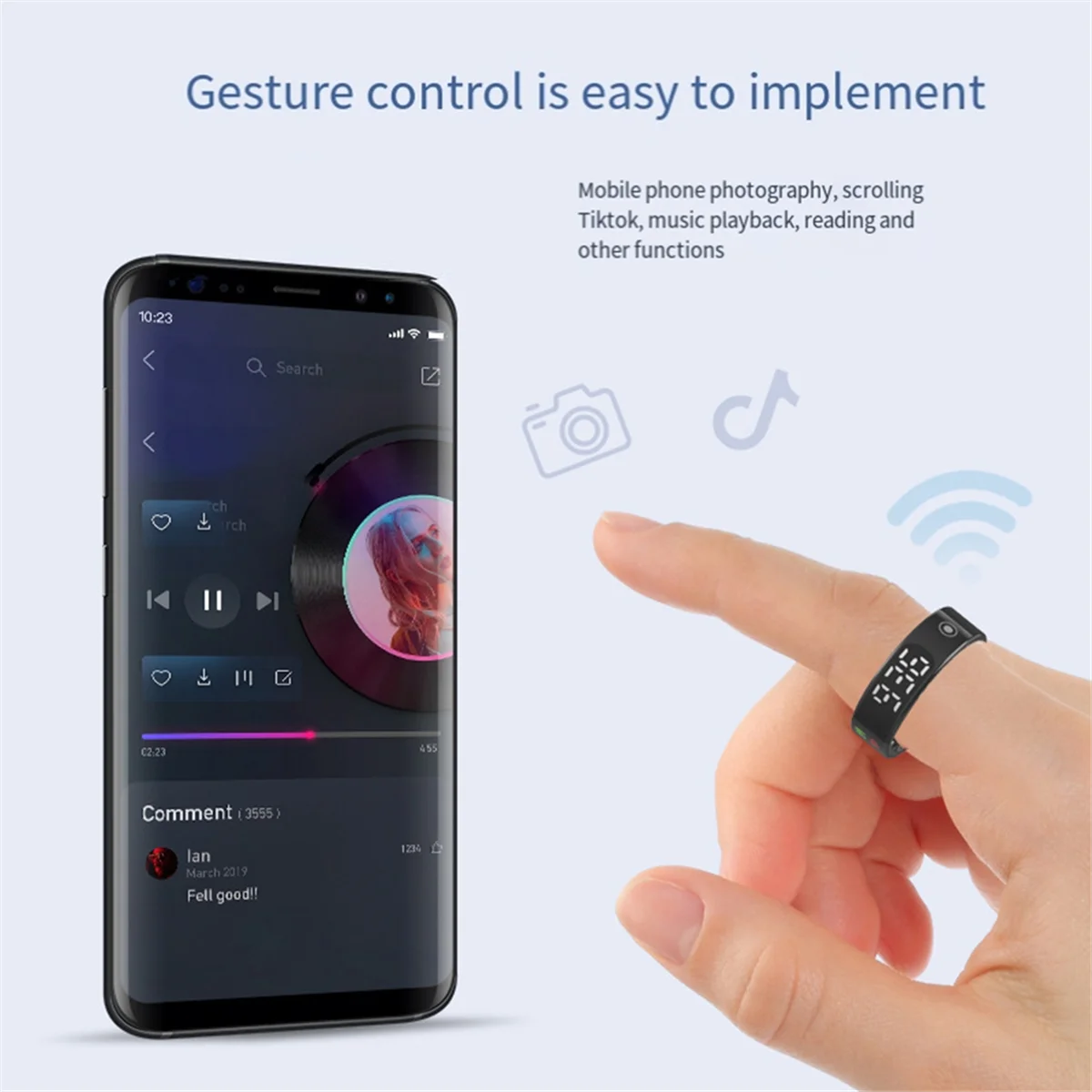 ABGISmart Ring with Display Screen and Touch, Wireless Charging, Health Manager, 5 ATM Waterproof for Men Women No.11