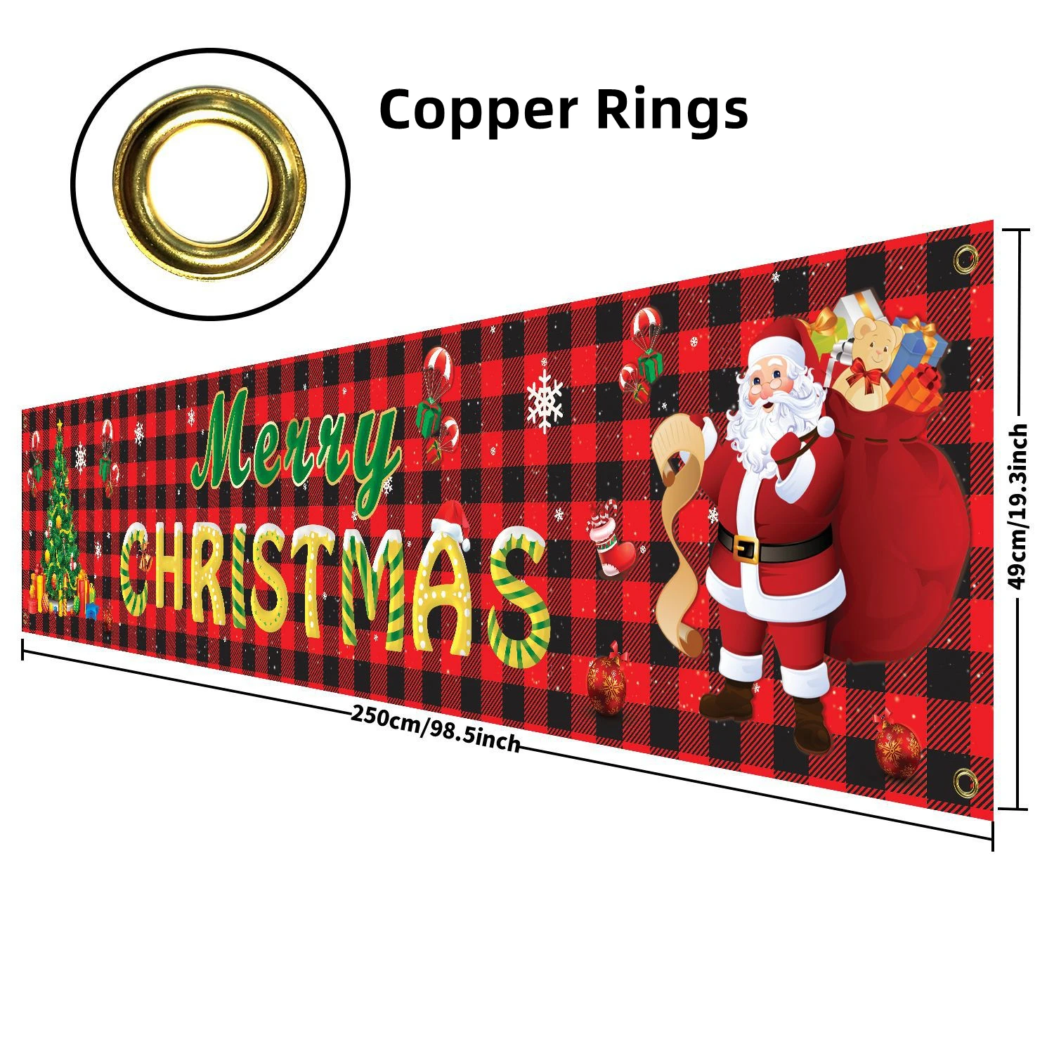 

Large Christmas Banner 250cm/8.2Ft Merry Christmas Hanging Flag for Indoor Outdoor Yard Wall Hanging Decor Navidad Party