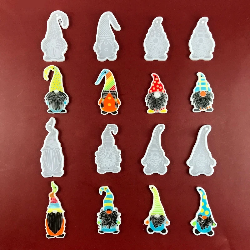 8x Gnome Pendant Silicone Molds Easter Keychain Resin Molds DIY Jewellery Making Dropship