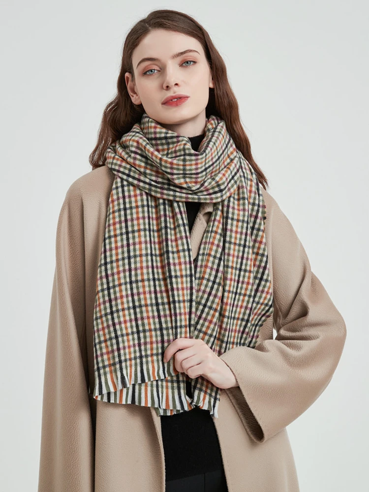 New 2023 Imitation Cashmere Women Scarf Winter Vintage Plaid Scarve Pashmina Mujer Female Foulard Bufanda Long Wrap Shawls Pareo