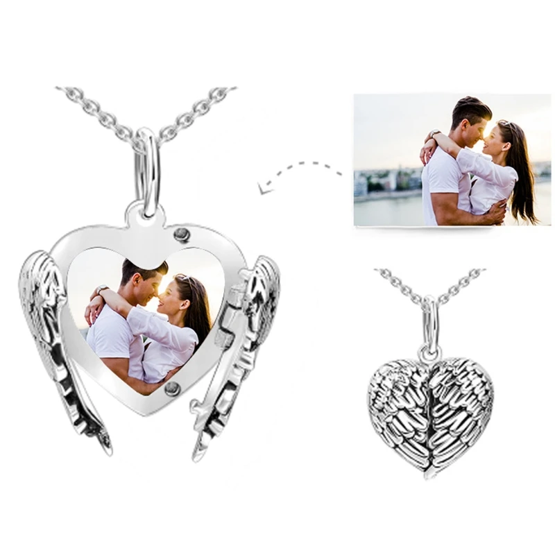 Heart Sublimation Blanks Angel Wing Necklaces Custom Photo Printable MDF Pendant