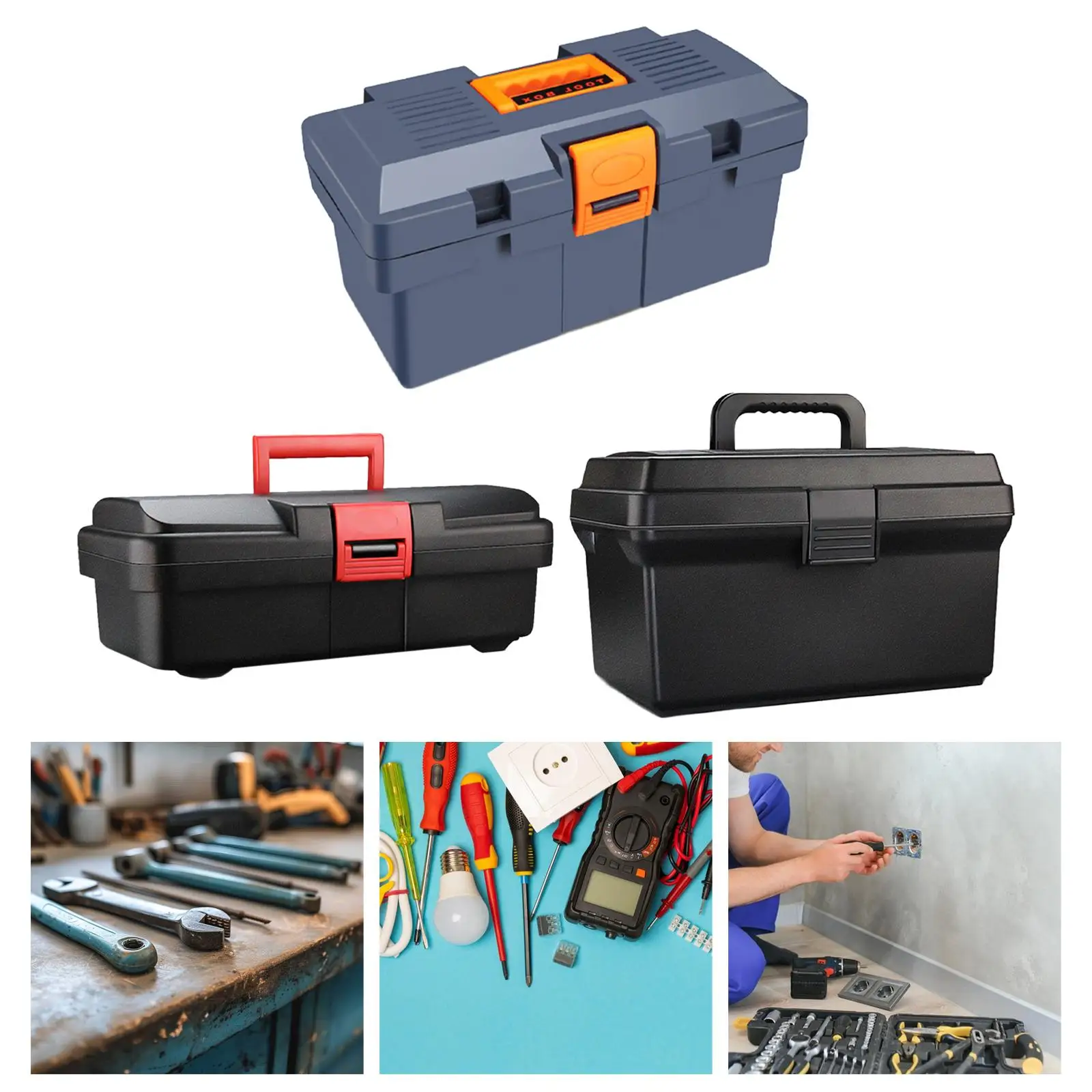 Empty Tool Box Ergonomic Handle Container Portable Easy Access Tool Storage Hand Tool Case Tool Organizer for Garages Workshops