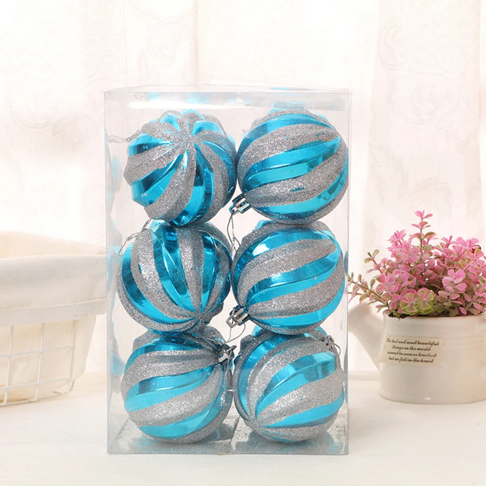 

12Pcs Christmas Tree Hanging Ball Ornaments Glitter Pendant Holiday Decoration Blue Christmas Tree Hanging Ball
