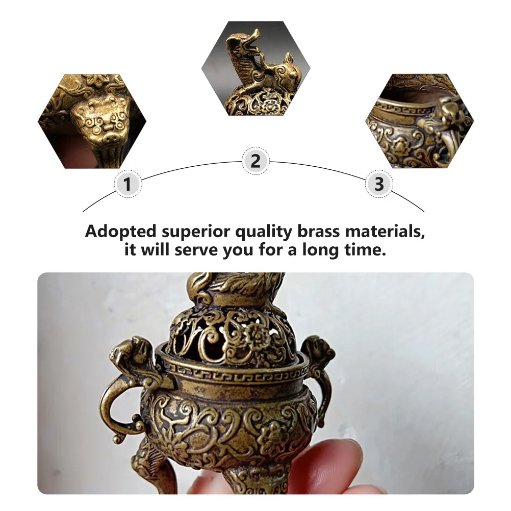 

1Pcs Small Censer Decor Superior Quality Brass Multi-Scenario Use Bedroom Living Room Adornment Brown Brass Censer Decor
