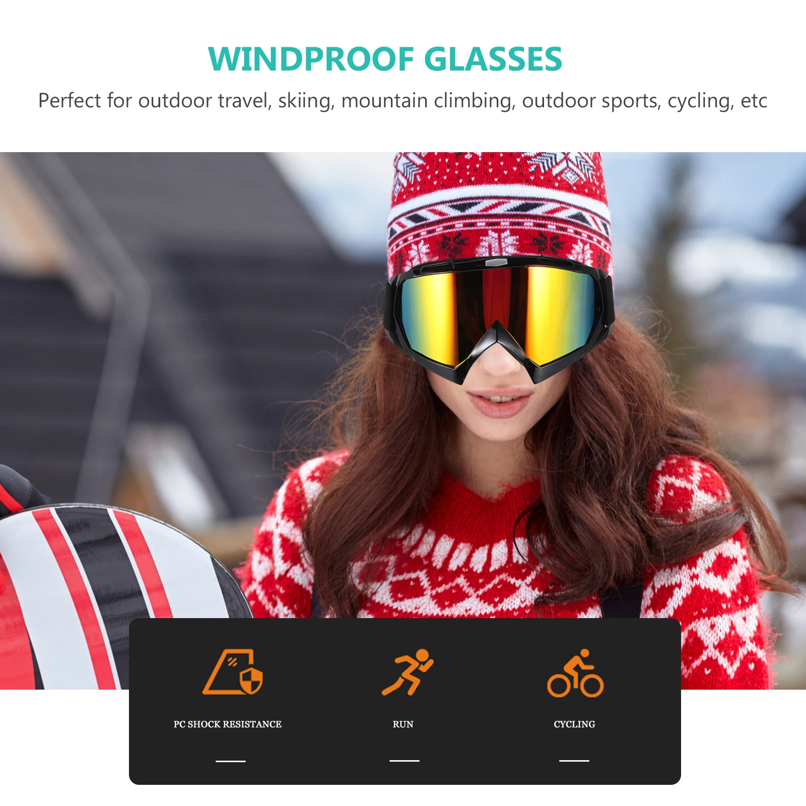 

Windproof Glasses Cycling Goggles TPU Material Lightweight Durable Elastic B Outdoor Sports Travel Skiing Mountain Climbing