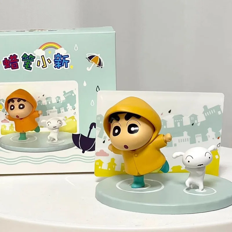 New Crayon Shin-Chan Handmade Peripherals Shinchan On A Rainy Day Shinchan On The Lawn Decorative Figurine Toy Gift For Kid