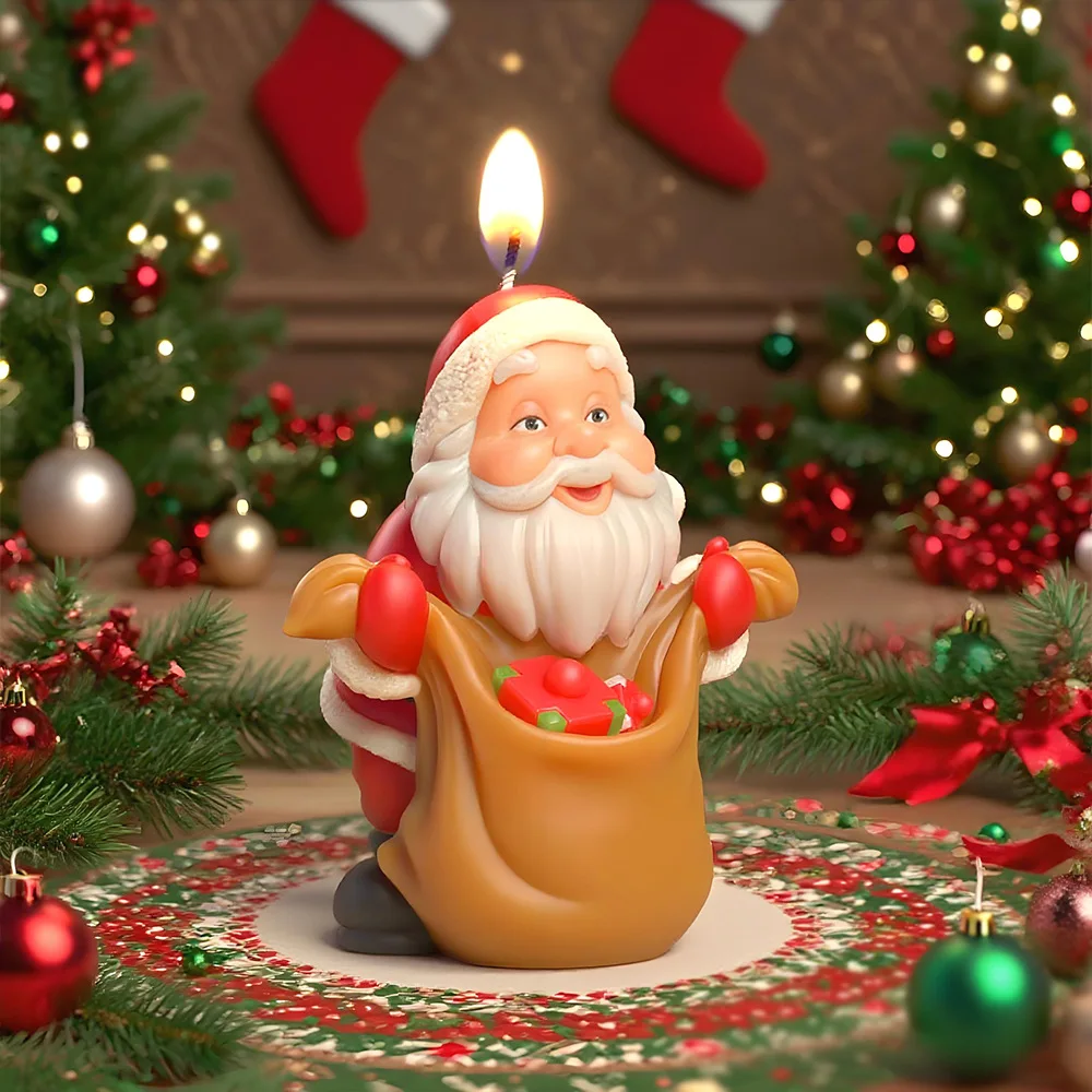 Formy silikonowe do żywicy epoksydowej DIY, pudełka na prezenty świąteczne, świeczniki, ozdoby, Święty Mikołaj, świeczki, dekoracje do domu