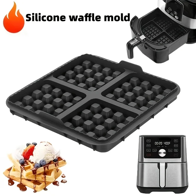 Molde de Silicona para Hacer Waffles en Freidora de Aire, Compatible con Ninja AF181 AF180 AF141 AF140, Philips NA229 NA230 y Muchos Otros Modelos