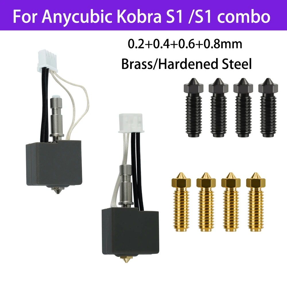

For Anycubic Kobra S1 Hotend Kobra S1 Combo Hot End Kit for Anycubic Kobra S1 Nozzle Print Head S1C 3d Printer Accessories
