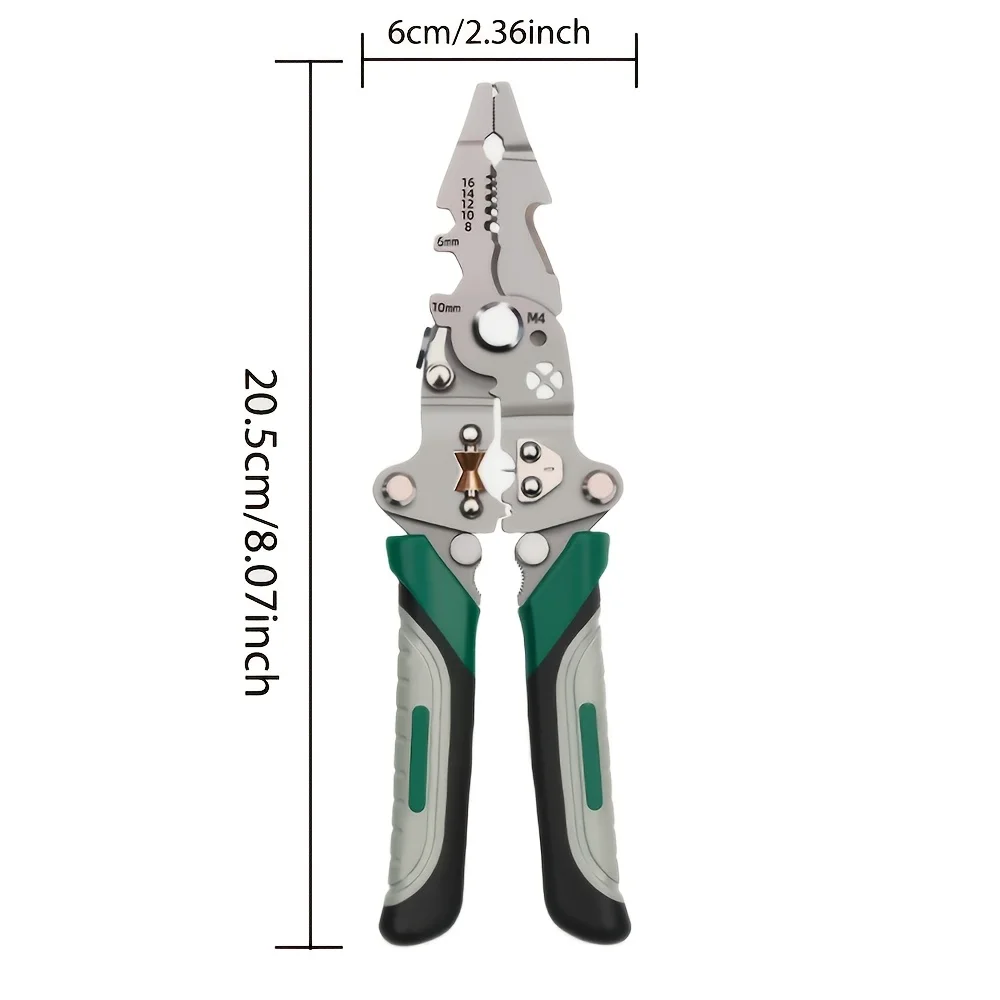 Descascador de fio dobrável atualizado, alicate multifuncional, cortador de cabo, crimper, eletricista, ferramenta de descascador de fio