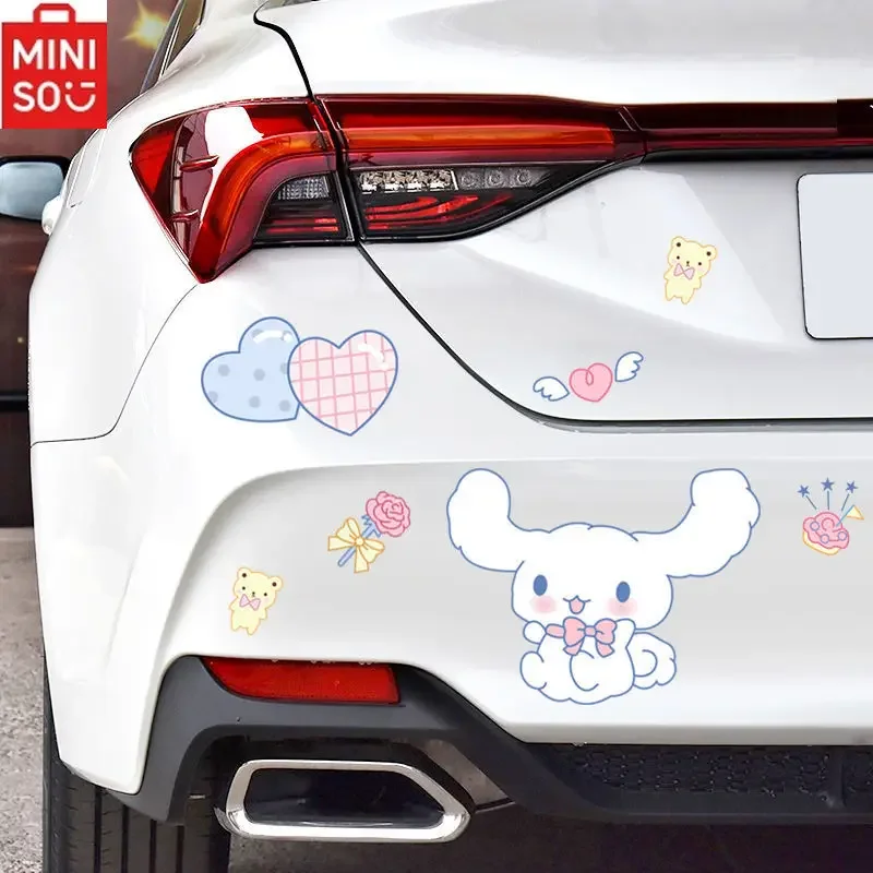 

MINISO Sanrio Cinnamon Dog Car Decorative Sticker Scratch Blocking Sticker Kawaii Big Ear Dog Universal Sticker Decoration