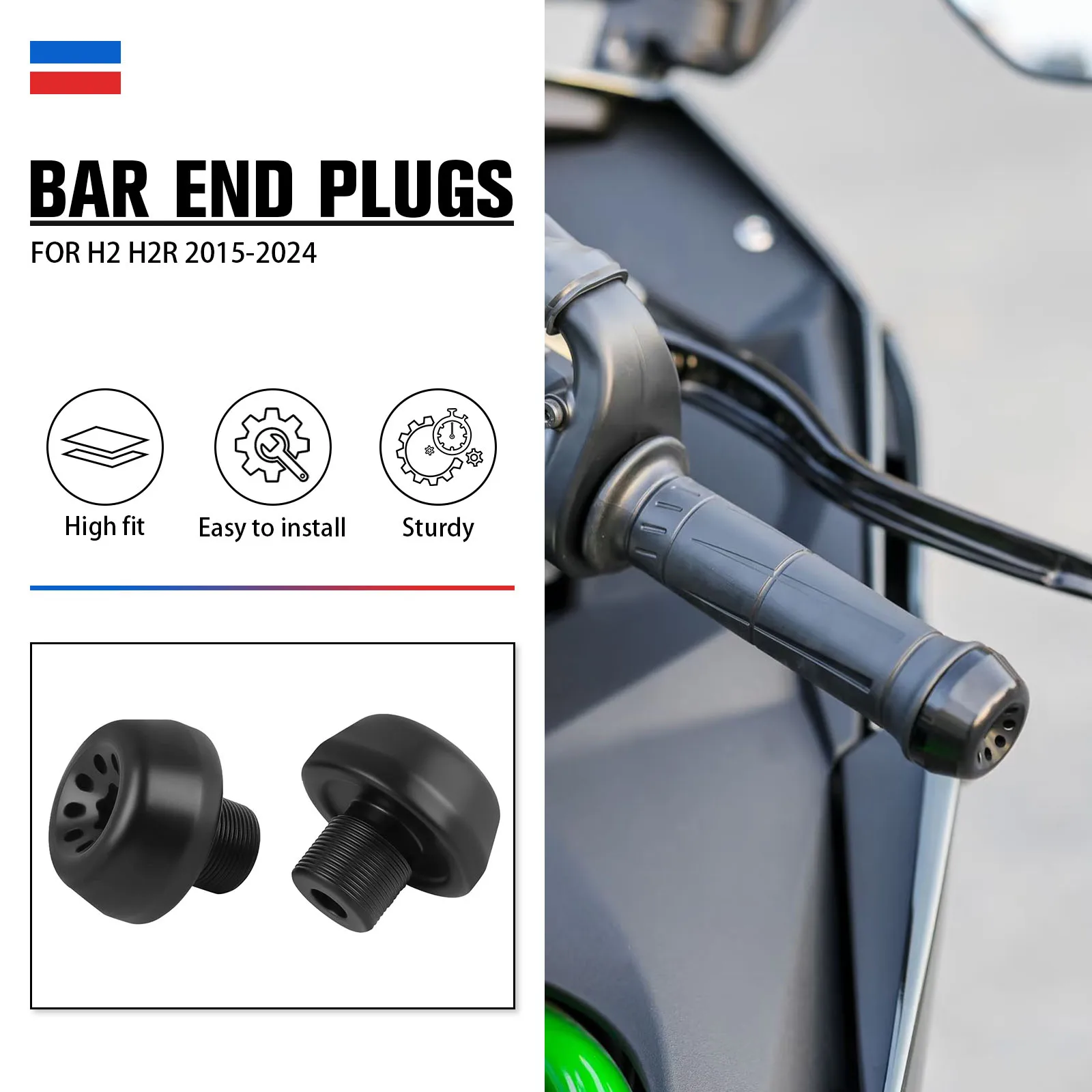 

For KAWASAKI H2 H2R 2015-2022 2023 2024 Motorcycle Handle Bar Handlebars Grips Cap End Plugs Handlebar Weight Slider Accessories