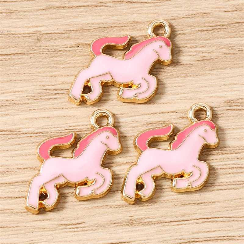 10 Stück 14x15mm Cartoon-Tier-Charms, Emaille-Pferde-Anhänger für die Herstellung von Ohrhängern, Halsketten, DIY-Bastelarbeiten und Schmuckzubehör – Detail 4