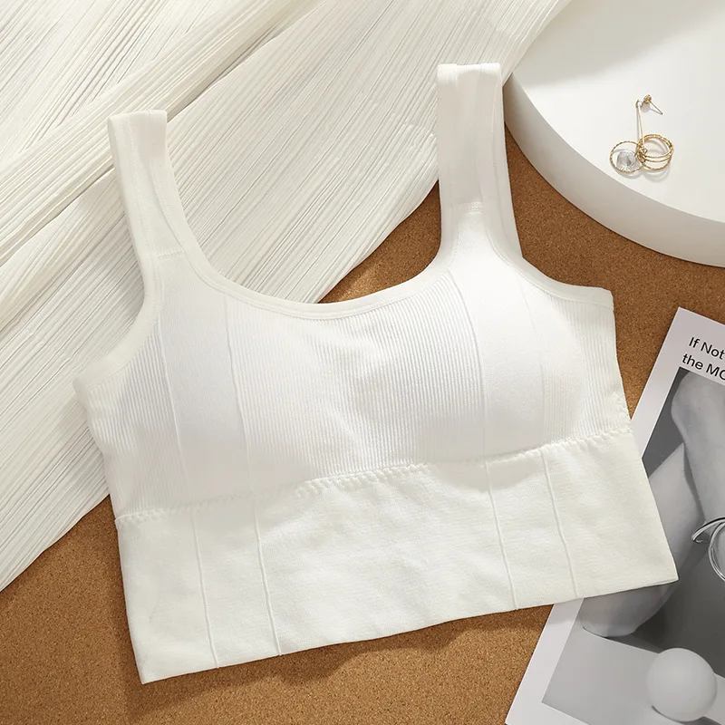 

Korean Style Women's Sports Vest with Chest Pad & Anti-Exposure - Yoga Tube Top Outer Wear Beauty Back