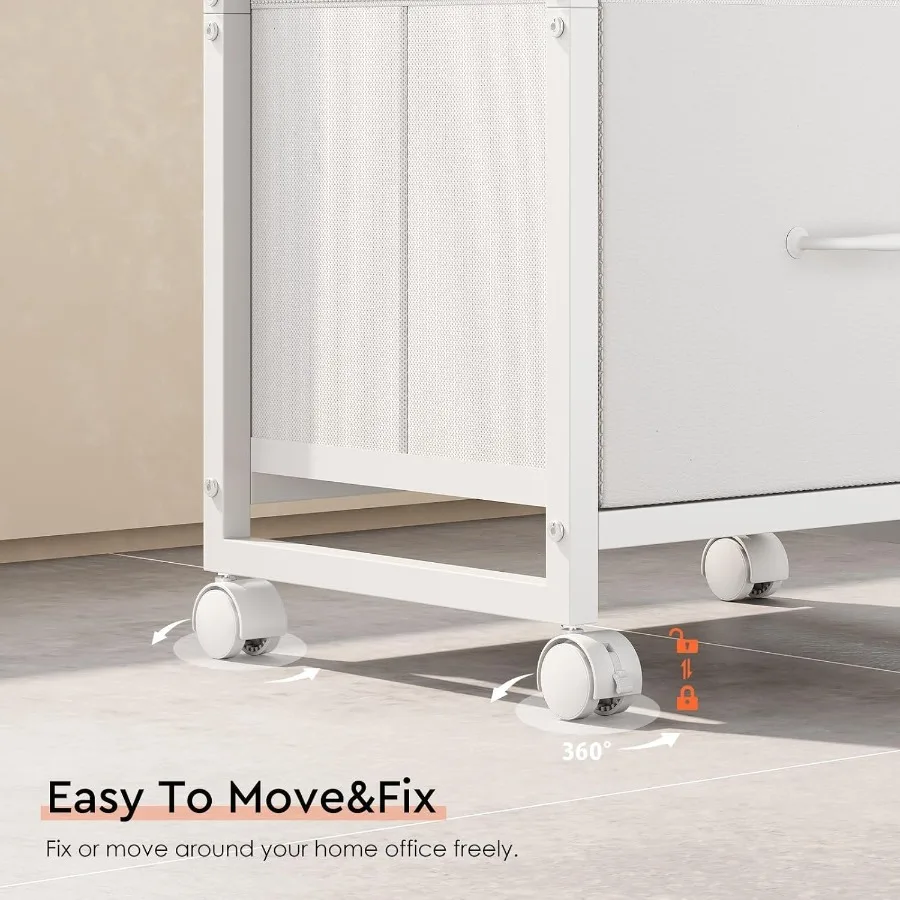 خزانة ملفات ذات أدراج ثلاثية الأدراج مع عجلات وحامل طابعة دوارة يتميز برف تخزين مفتوح للتنظيم الفعال في المكتب المنزلي #5