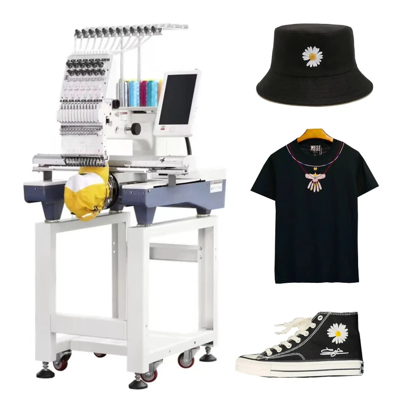 

12-Pin automatic Y-hat t-shirt embroidery machine including sewing core and motor for clothing machinery