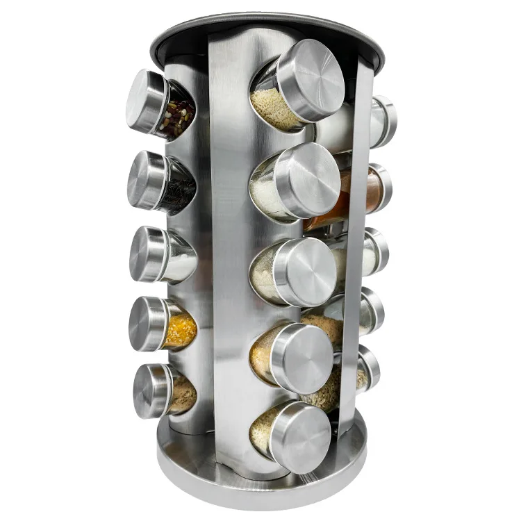 Hot Sell 12/16/20 PCS Revolving Spice Bottle Rack with Stand Holder Rotary Spice Bottle Rack Spice Rack Organizer