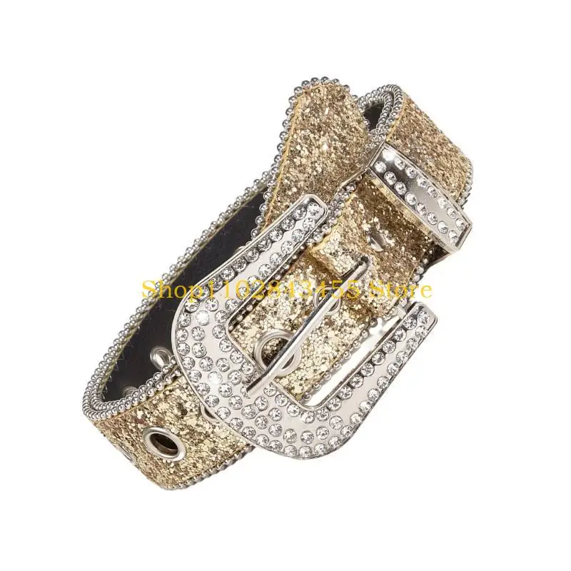 حزام خصر بإبزيم من حجر الراين للمراهقين من 49MC لمحبي موسيقى الروك، حزام خصر مزين بالترتر، حزام هاراجوكو