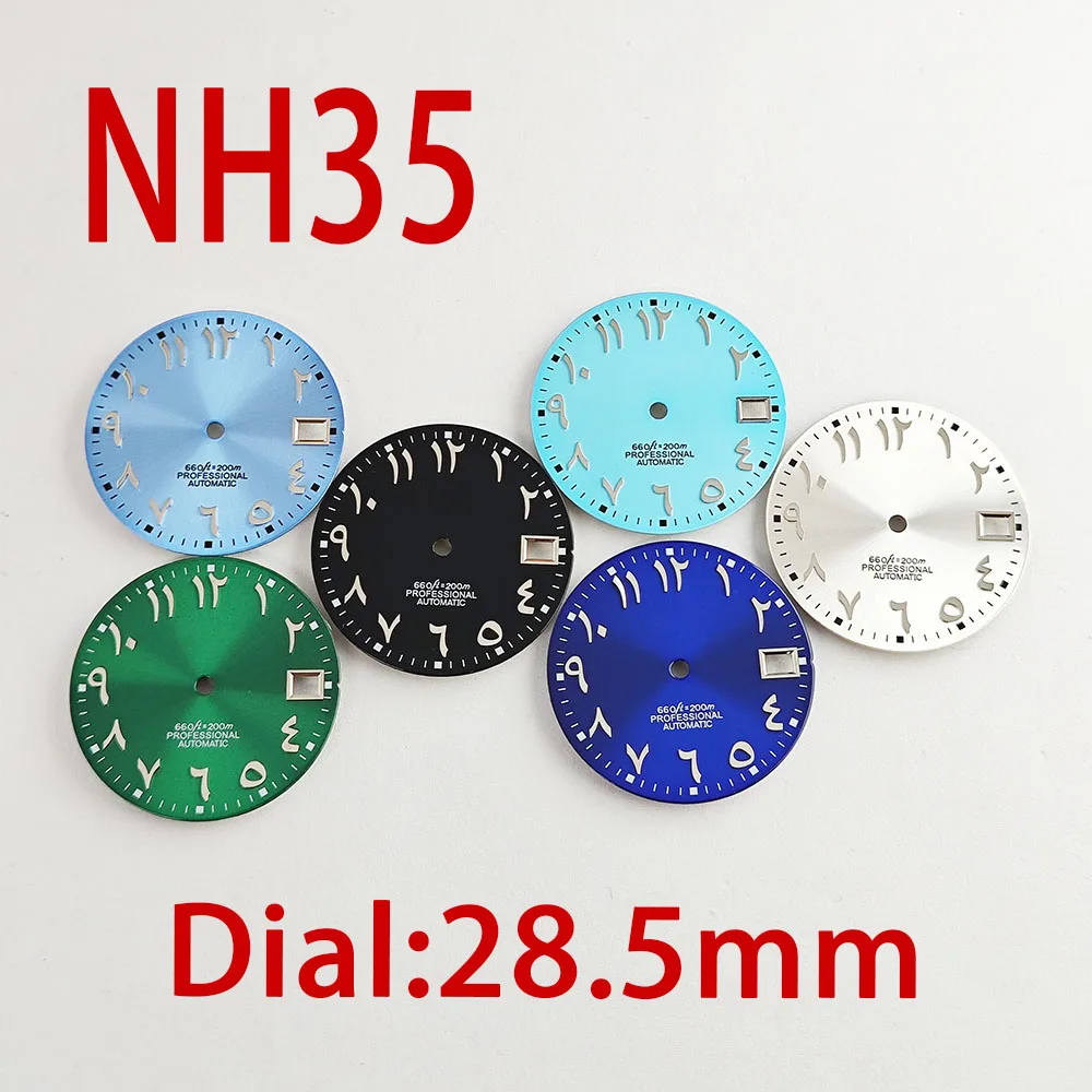 Das NH35-Herrenuhr-Zifferblatt mit 28,5 mm Zifferblatt kann mit ihrem eigenen Logo für die NH35-Uhr mit automatischem mechanischem Uhrwerk angepasst werden