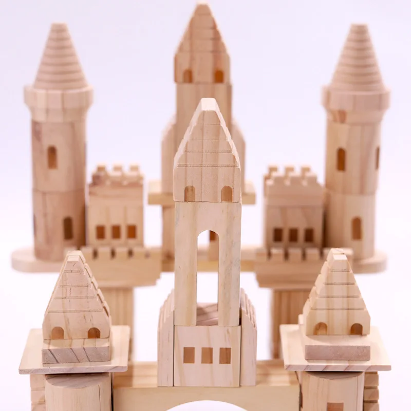 لعبة مكعبات بناء خشبية ملونة من الخشب الطبيعي، لعبة خشبية تكديس هندسية كبيرة للأطفال #3