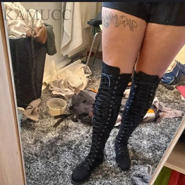 Plus size suede thigh high boots deals