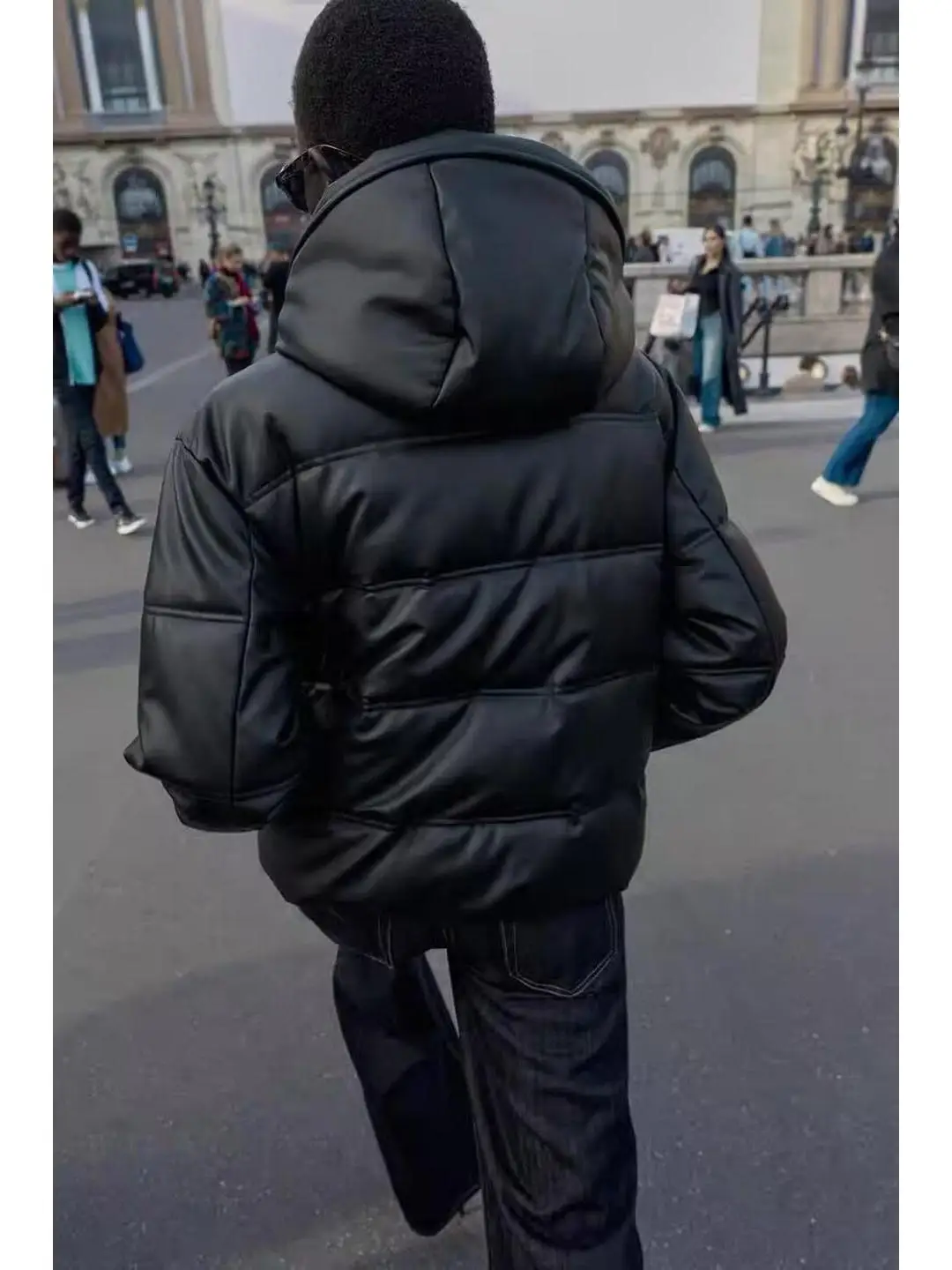 سترة من الجلد مع غطاء محرك السيارة وسحاب للإغلاق وحزام ملابس خارجية عصرية دافئة للنساء ملابس قطنية طويلة Sve #3