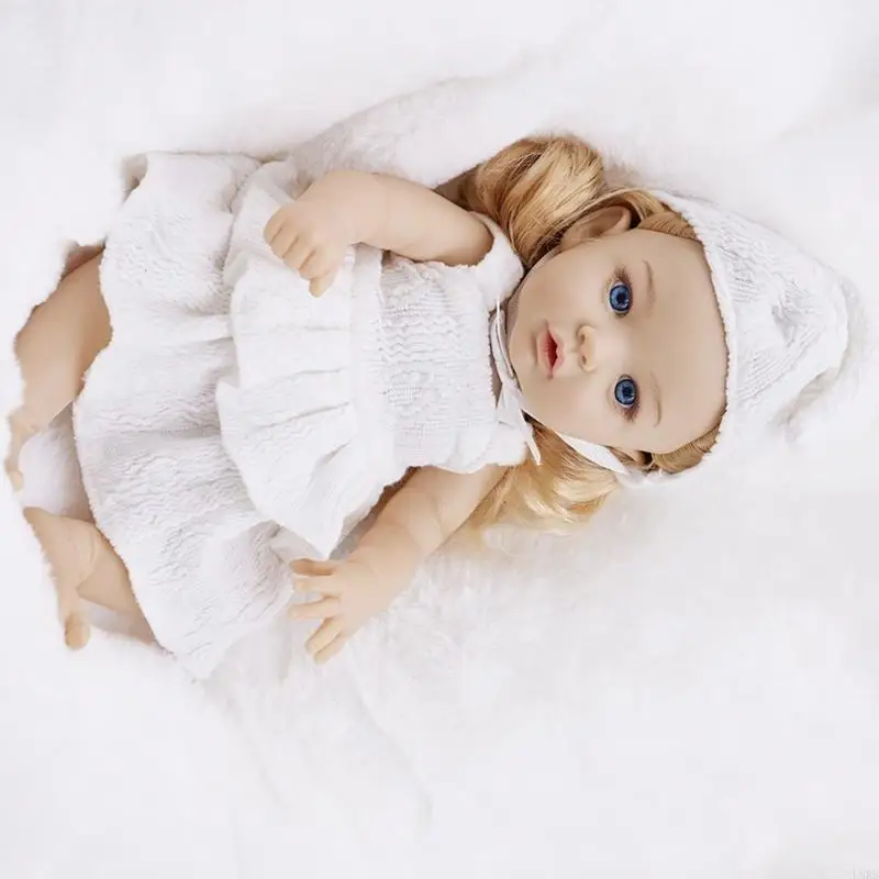 Realistic Vinyls Baby Girl Doll 12inch with Hat Dress for Kids Play Realistic Baby New Borns Asleep Toy Soft L8RB