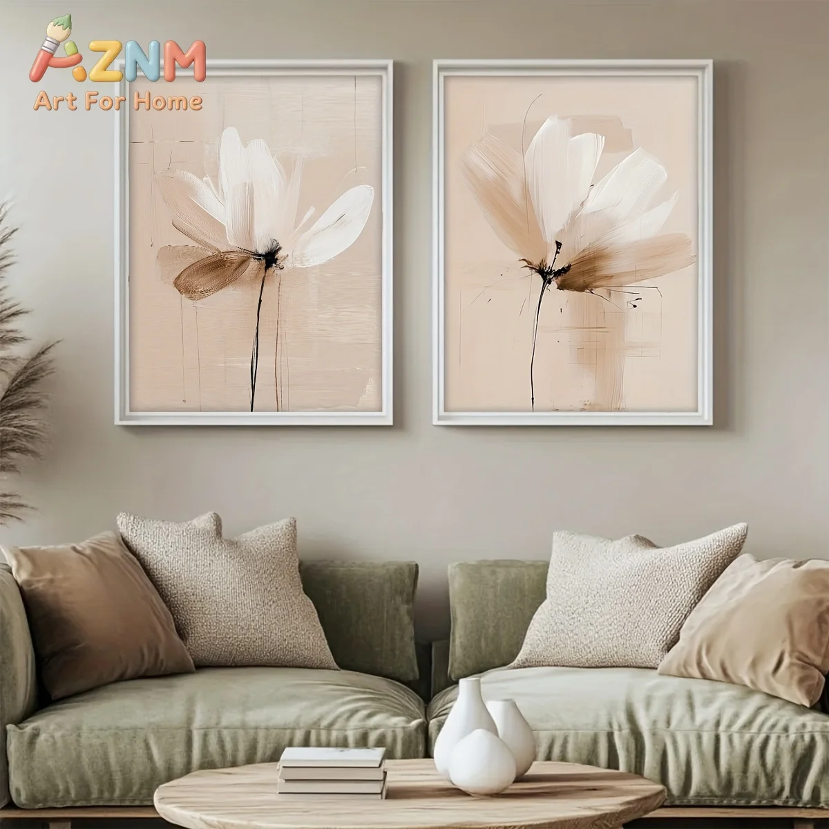Spring Abstract Flower Print Neutral Minimalist Floral Wall Art Textured Beige Botanical Poster Abstract Floral Beige Home Decor