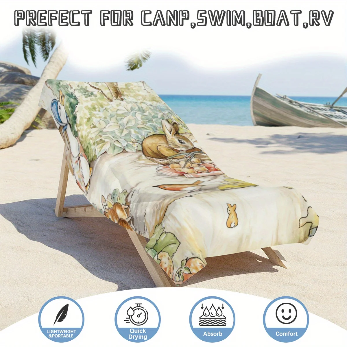 Quick Drying Beach Towels The Tale of Peter Rabbit Oversized Printing Towel Super Absorbent Pool Towel