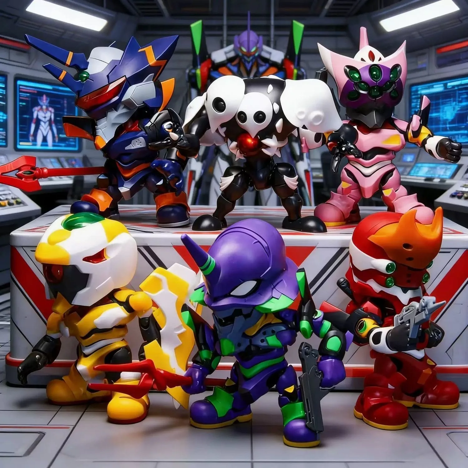 

Genuine Soskill Evangelion Blind Box Anime Action Figure Cute EVA Mooel Assembly Toy Collection Surprise Box Boys Gifts