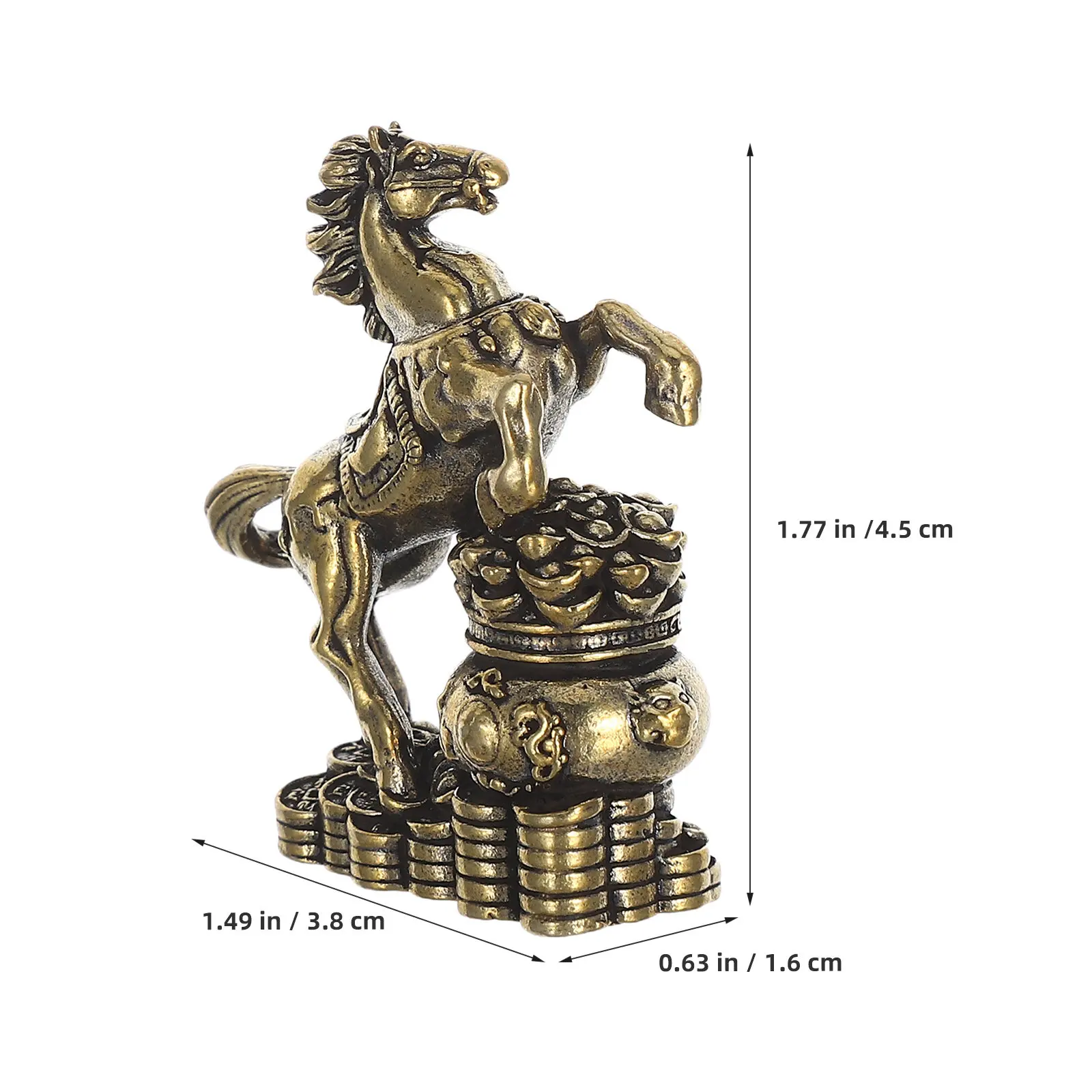 2Pcs Brass Zodiac Horse Sculpture Miniature Feng Shui Prosperity Horse Ornament Wealth Accumulating Table Decoration Chinese New