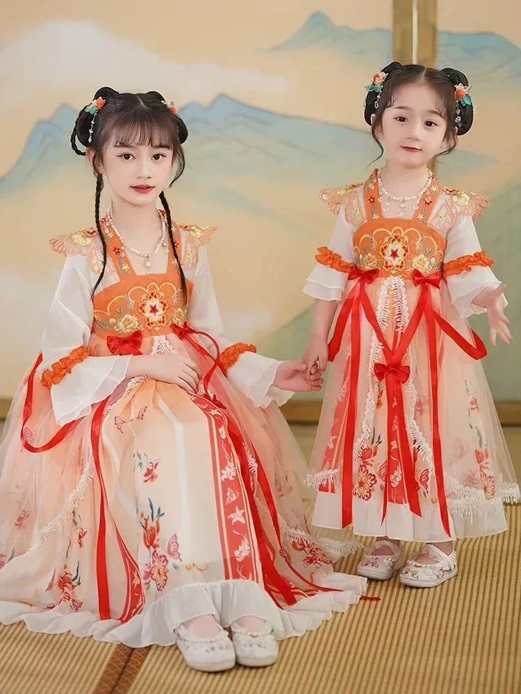 Gaun Cosplay musim panas Modern Hanfu pakaian anak-anak perempuan kostum anak-anak gaun peri anak perempuan pakaian tradisional Cina Vestidos