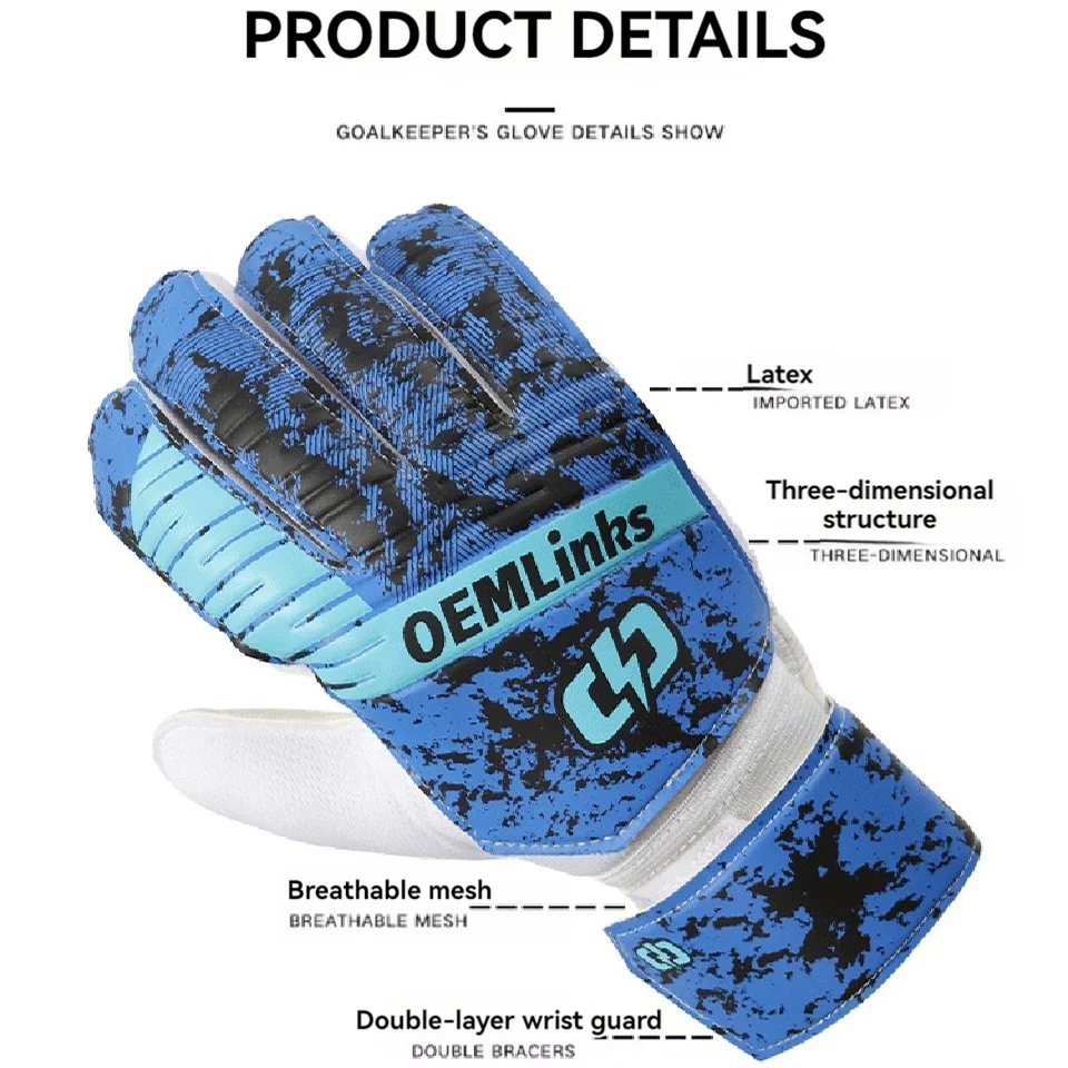 Loogdeel 1 Paar Fußballgeräte für Erwachsene und Kinder, professionelle Jungen, Sporttraining, Torwarthandschuhe, rutschfester Fingerschutz