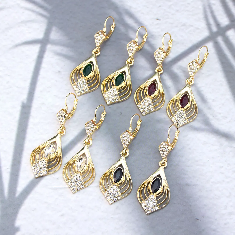 Sunspicems Mode Frauen Ohrring Ethnische Arabische Marokko Eardrop Gold Farbe Strass Nahen Osten Traditionellen Schmuck