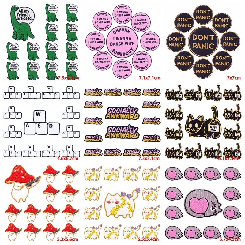 

10 pcs/lot Wholesale Letters/Animal Patch Iron On Patches On Clothes Cartoon Embroidered Patches For Clothing Sewing Applique