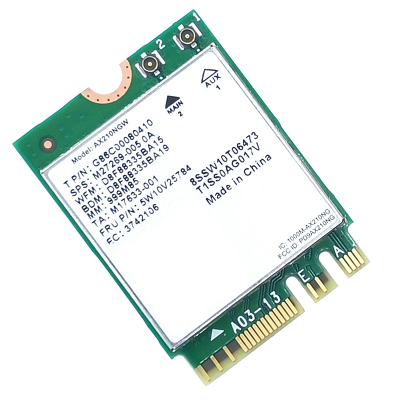 AX210 Wifi Card AX210NGW Network Card Component Dual Band 2.4Ghz/5G WI-FI 6E M.2 NGFF 802.11Ax Bluetooth 5.2 Wireless Adapter